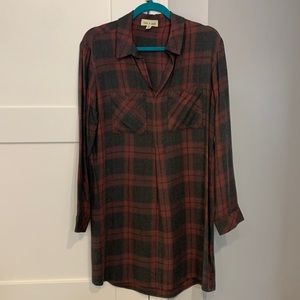 EUC Cloth & Stone plaid shirt dress